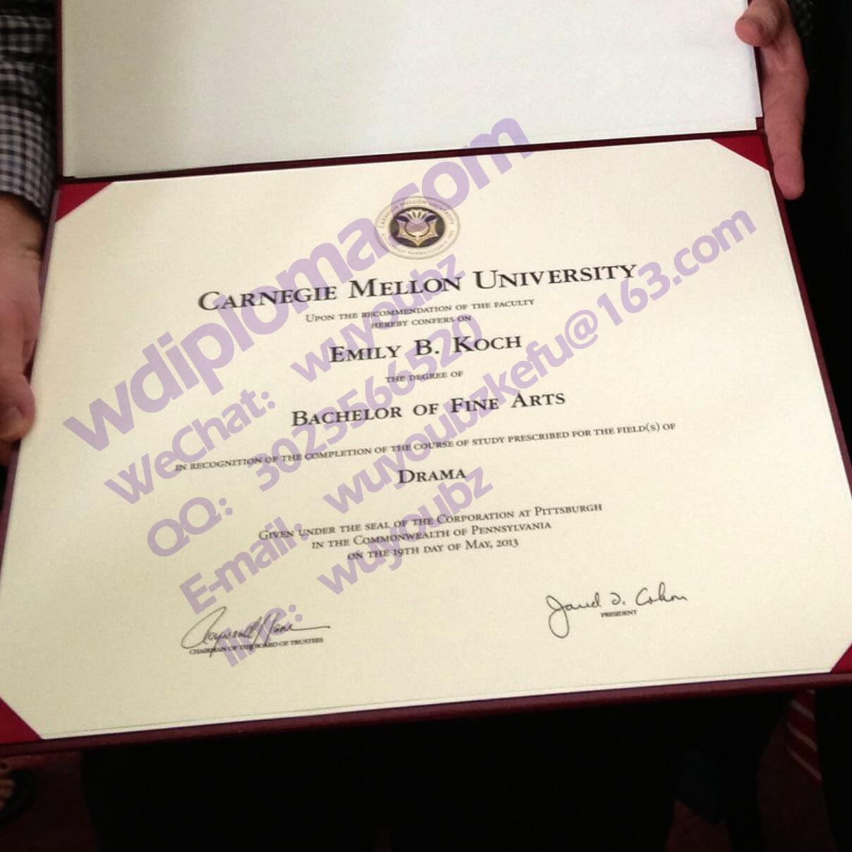 Carnegie Mellon University graduation certificate